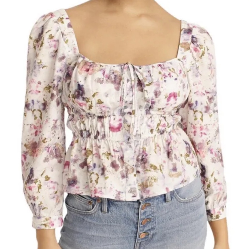 J. Crew Flora Obscura Cinched Waist Blouse Women’s SZ 4